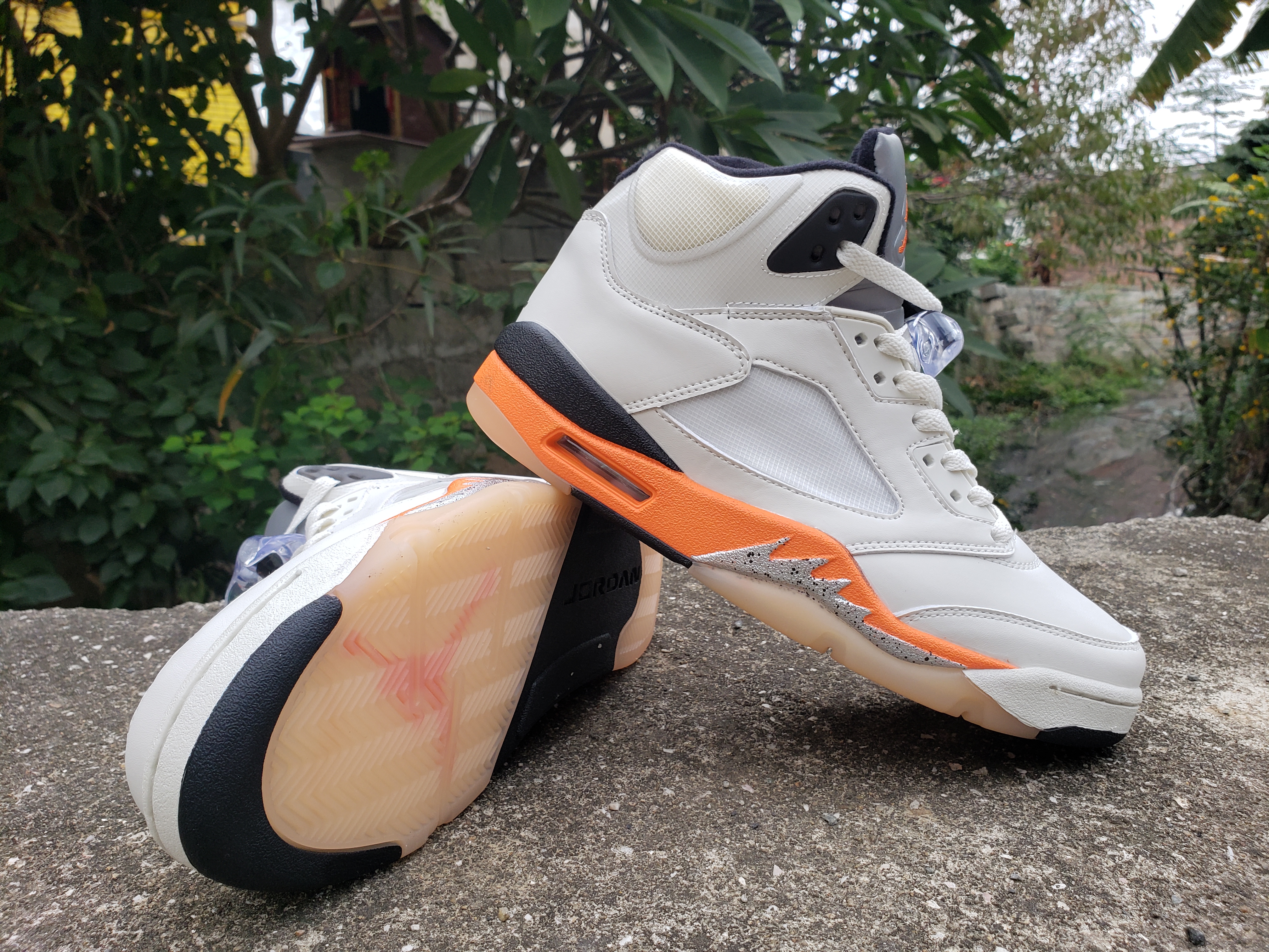 2021 Air Jordan 5 Skateboard White Orange Black Shoes - Click Image to Close